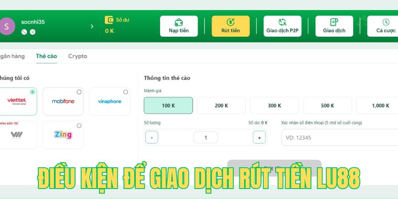 Hướng Dẫn Cách Giao Dịch Rút Tiền LU88 Qua Hình Thức Khác