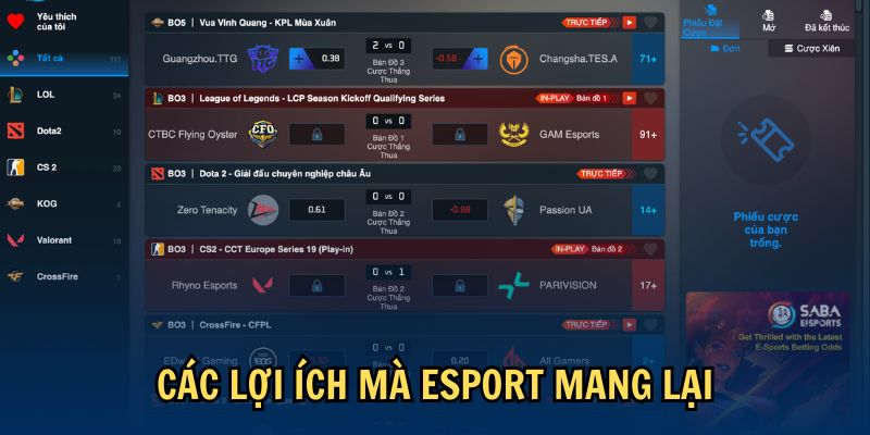 Các lợi ích mà game eSport mang lại