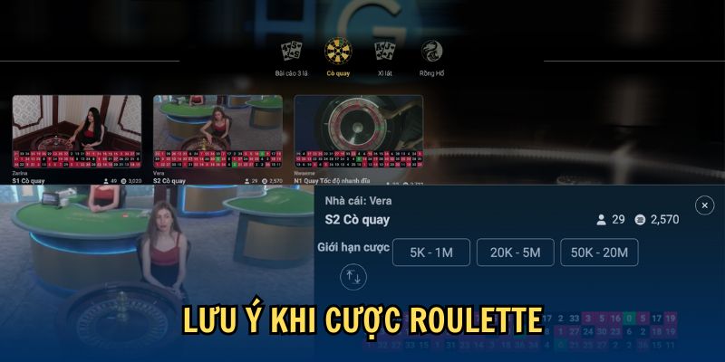 Lưu ý khi cược Roulette